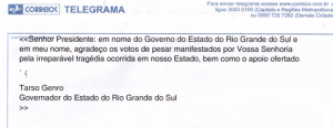 Telegrama de agradecimento de condolência